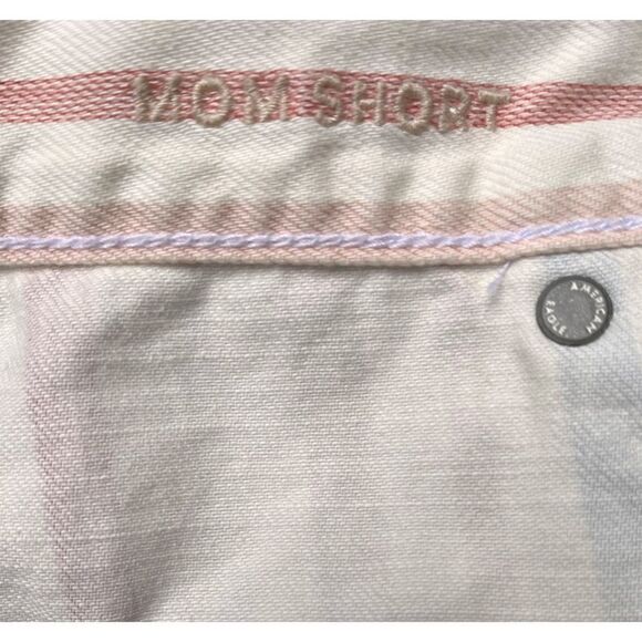 American Eagle Hi-Rise Mom Short in Red White & Blue Stripes Patchwork Denim - Picture 8 of 12